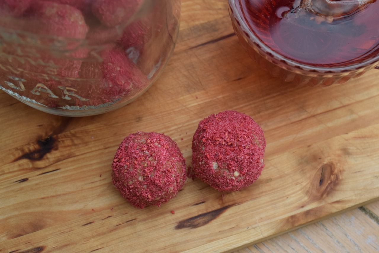 Raspberry and Coconut Balls recipe from Lucy Loves Food Blog