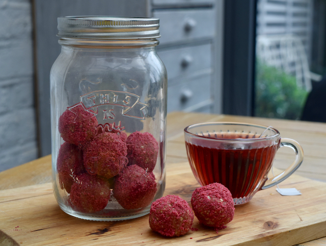 Raspberry and Coconut Balls recipe from Lucy Loves Food Blog
