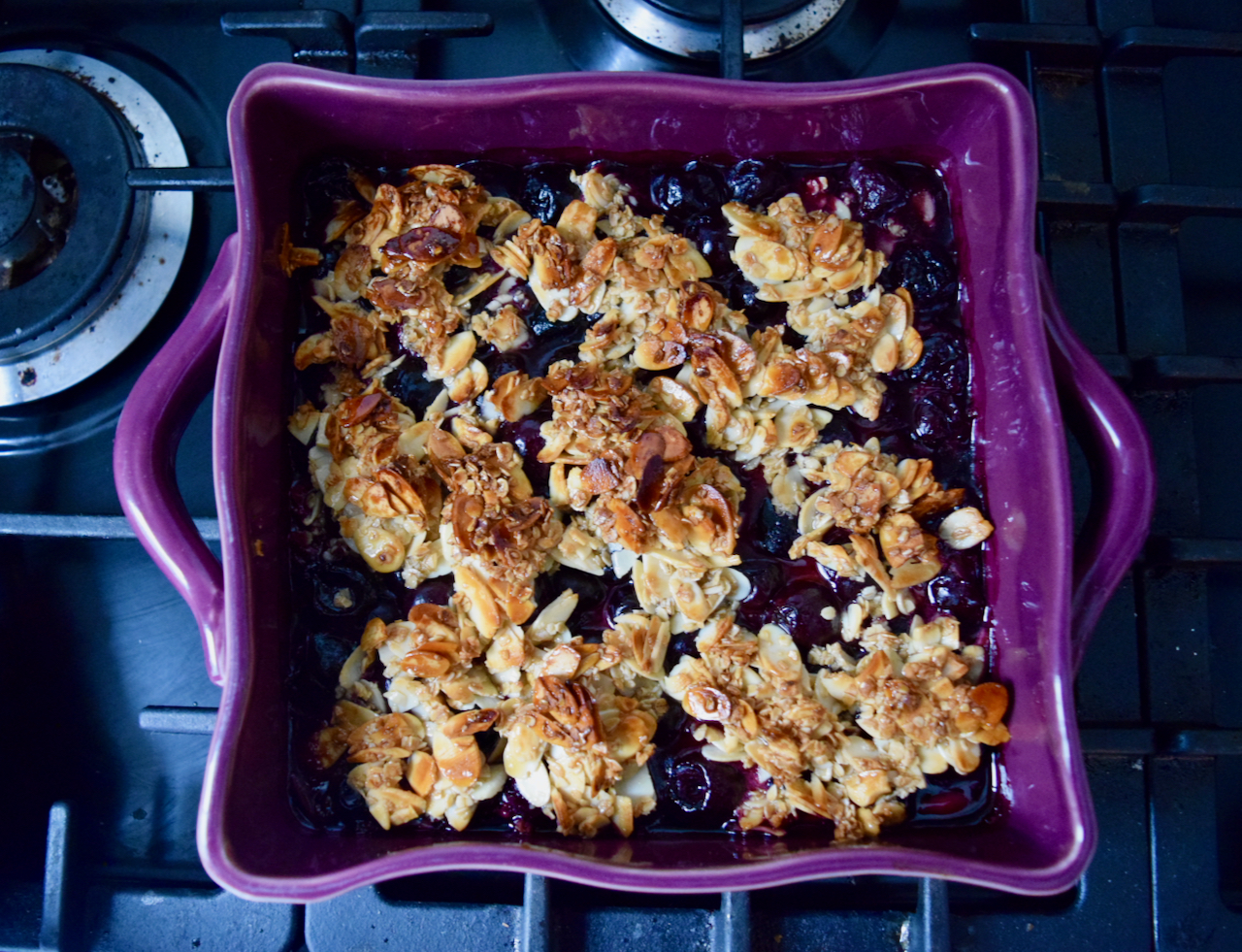 Cherry Almond Crisp recipe from Lucy Loves Food Blog