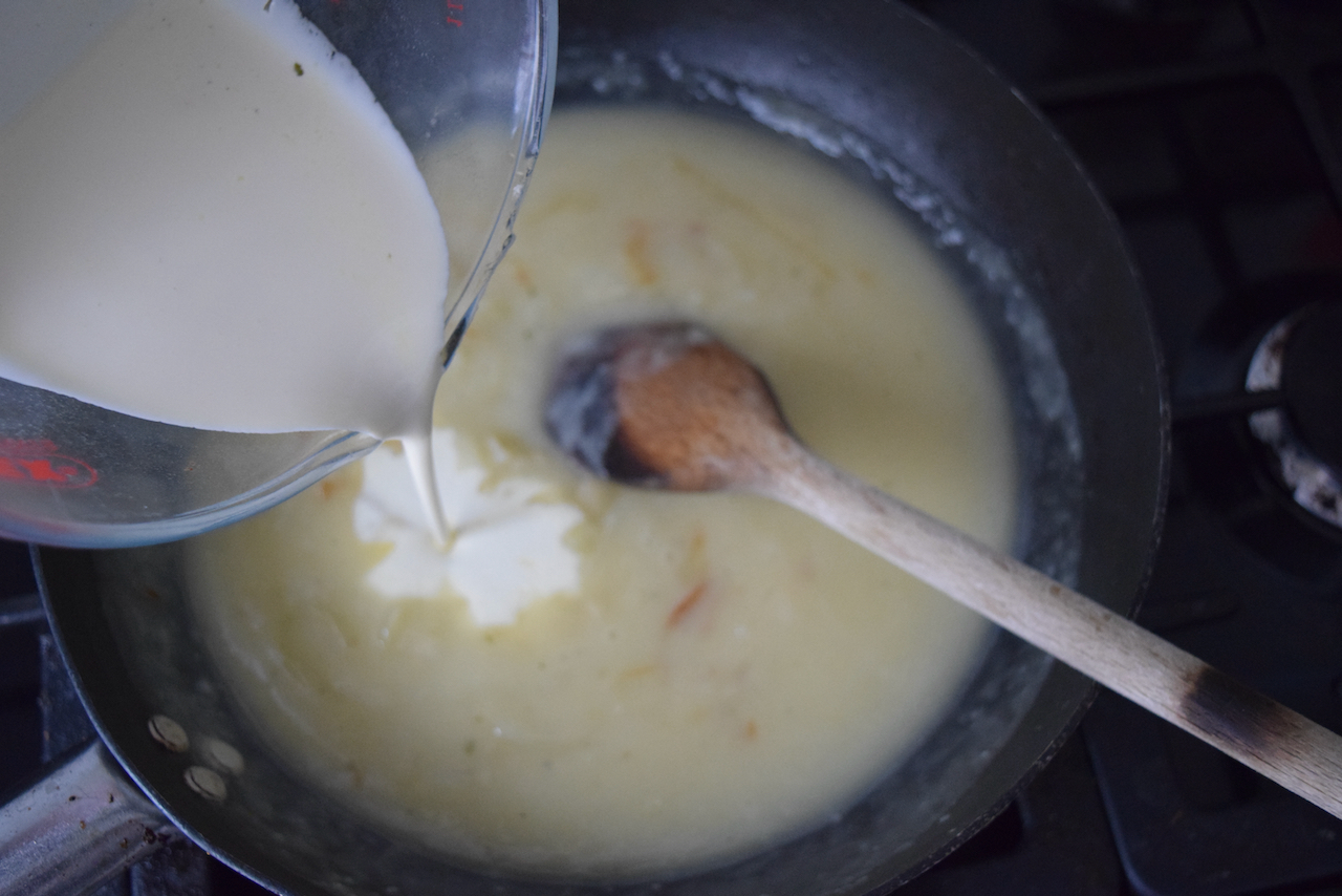 Cheesy Sausage and Mash Pie recipe from Lucy Loves Food Blog