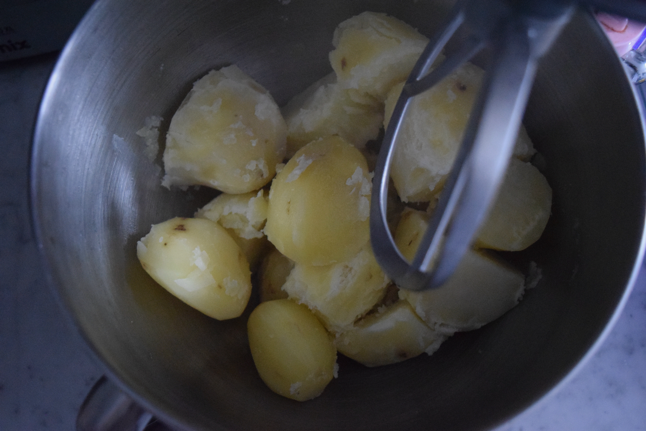 Cheesy Sausage and Mash Pie recipe from Lucy Loves Food Blog