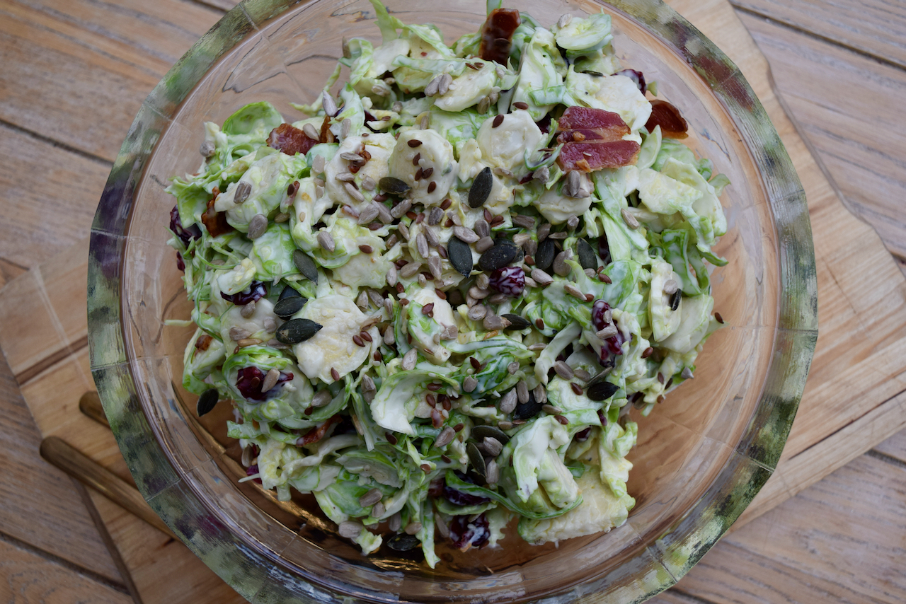 Sprout Slaw with Cranberries recipe from Lucy Loves Food Blog