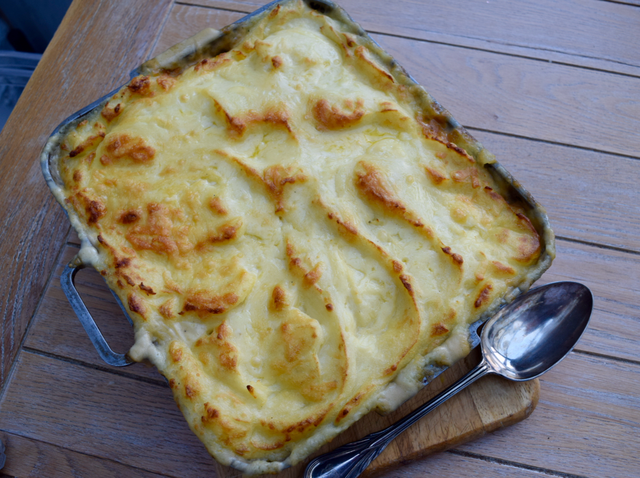 Cheesy Sausage and Mash Pie recipe from Lucy Loves Food Blog