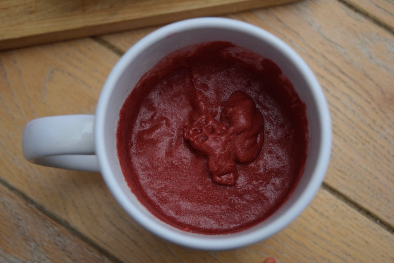 Red Velvet Mug Cake recipe from Lucy Loves Food Blog