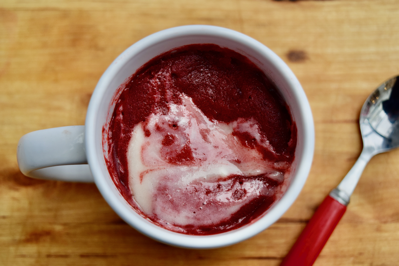 Red Velvet Mug Cake recipe from Lucy Loves Food Blog