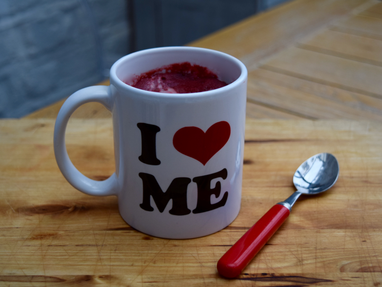 Red Velvet Mug Cake recipe from Lucy Loves Food Blog