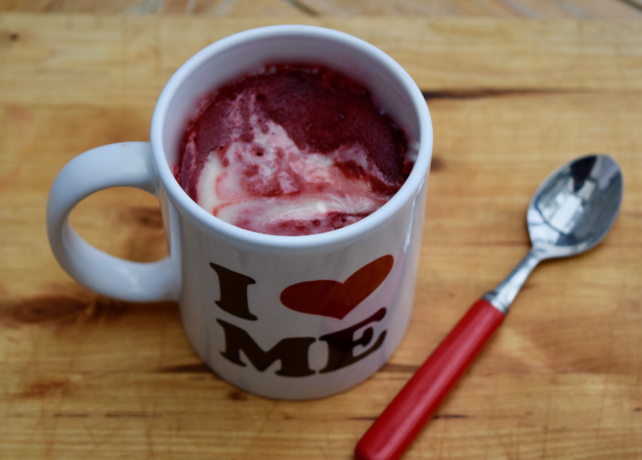 Red Velvet Mug Cake recipe from Lucy Loves Food Blog