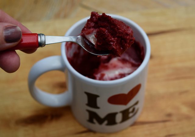 Red Velvet Mug Cake recipe from Lucy Loves Food Blog