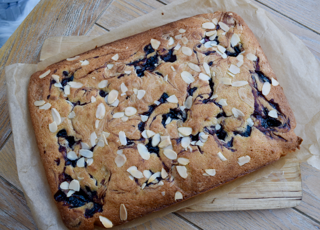 Cherry Bakewell Blondies recipe from Lucy Loves Food Blog