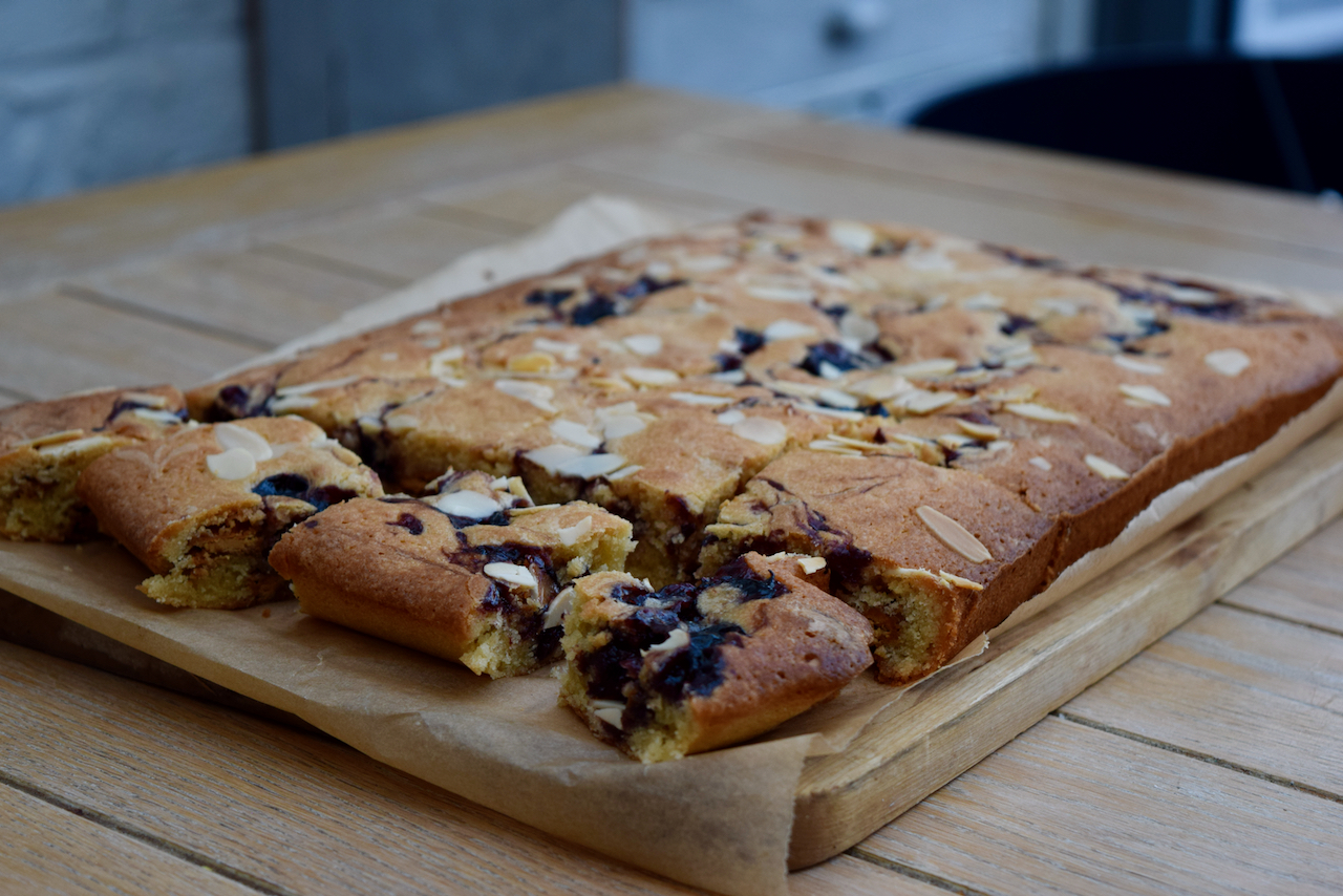 Cherry Bakewell Blondies recipe from Lucy Loves Food Blog