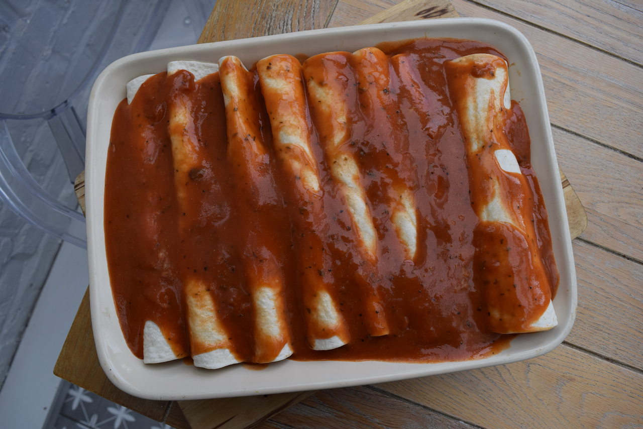 Beef and Bean Enchiladas recipe from Lucy Loves Food Blog