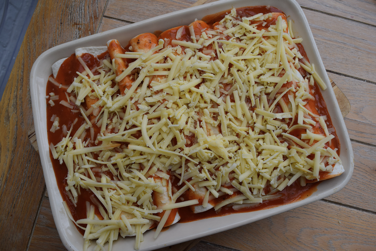 Beef and Bean Enchiladas recipe from Lucy Loves Food Blog