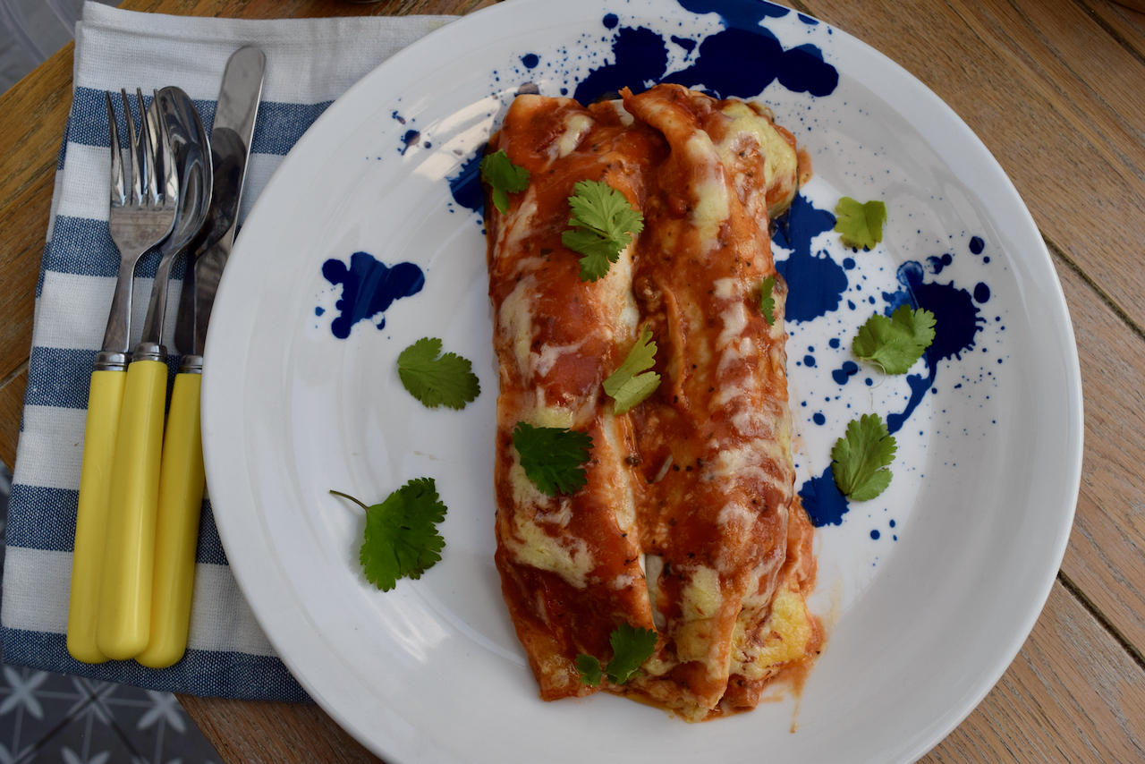 Beef and Bean Enchiladas recipe from Lucy Loves Food Blog