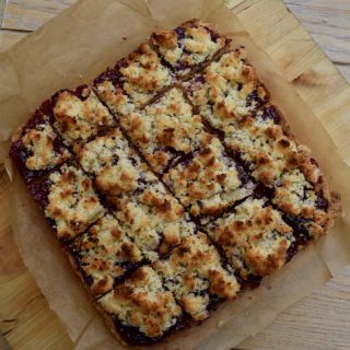 Coconut Jam Slice recipe from Lucy Loves Food Blog