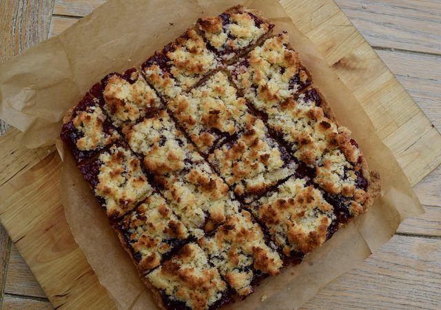 Coconut Jam Slice recipe from Lucy Loves Food Blog