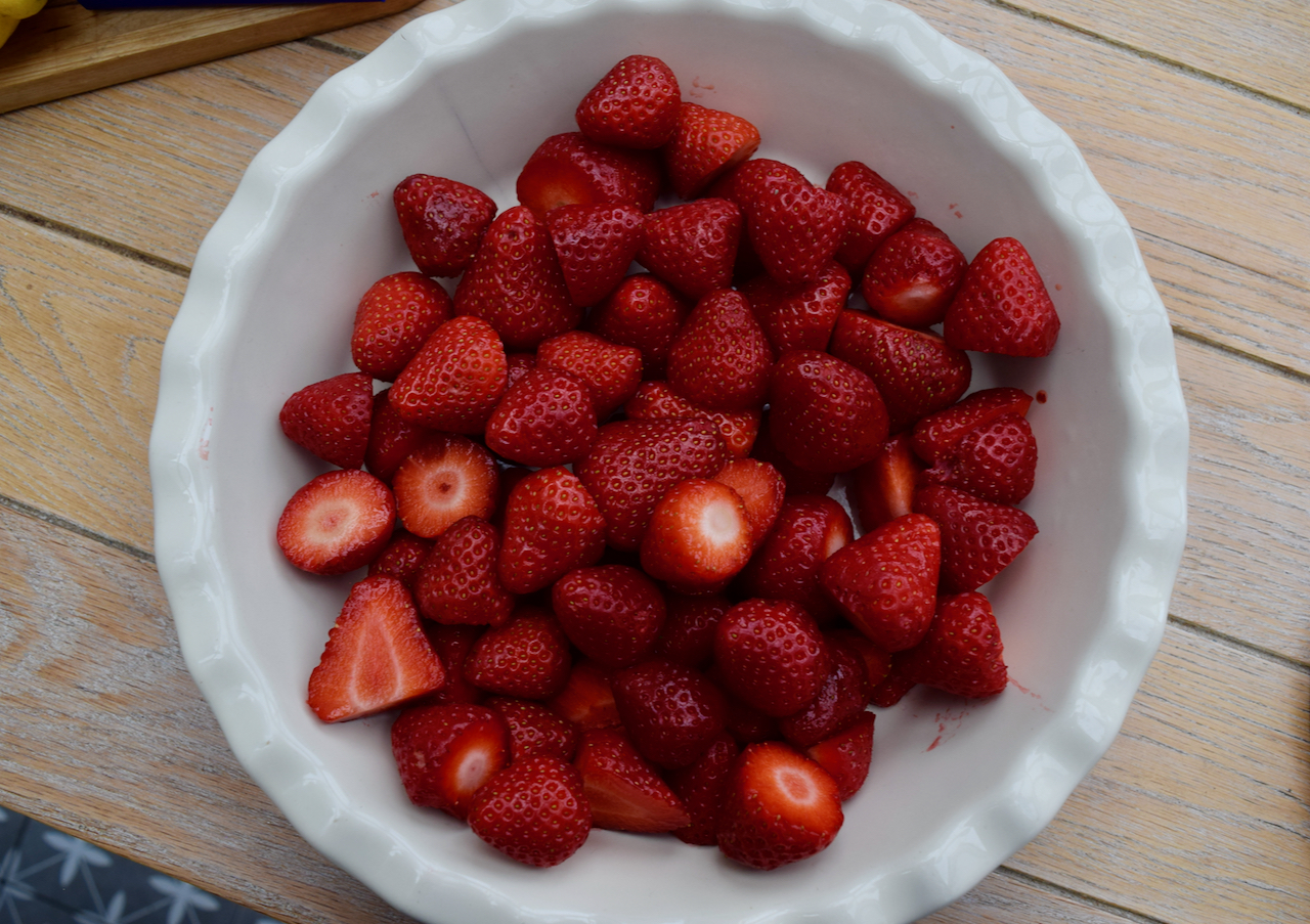 Strawberry and Elderflower Cobbler recipe from Lucy Loves Food Blog