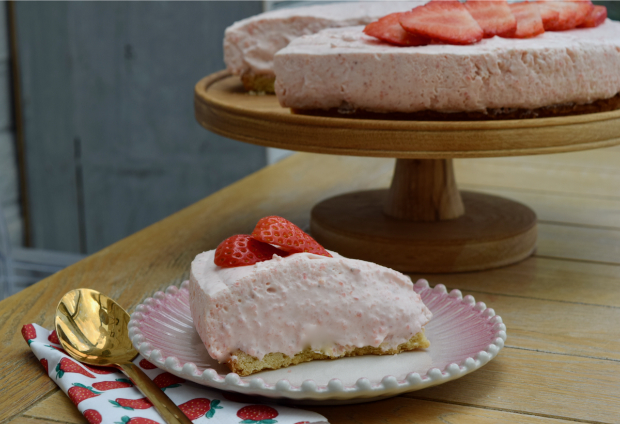 Strawberries and Cream pie recipe from Lucy Loves Food Blog