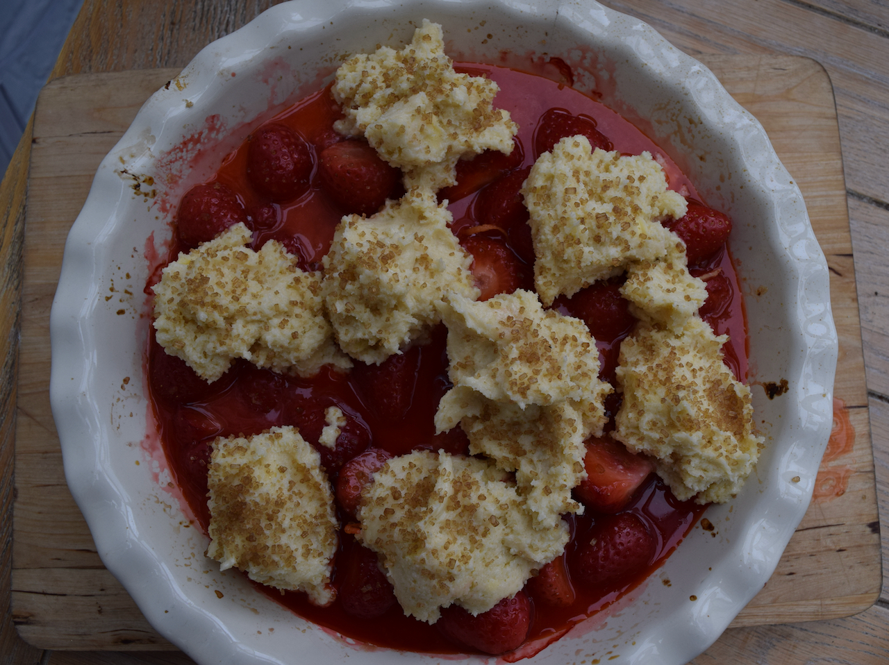 Strawberry and Elderflower Cobbler recipe from Lucy Loves Food Blog