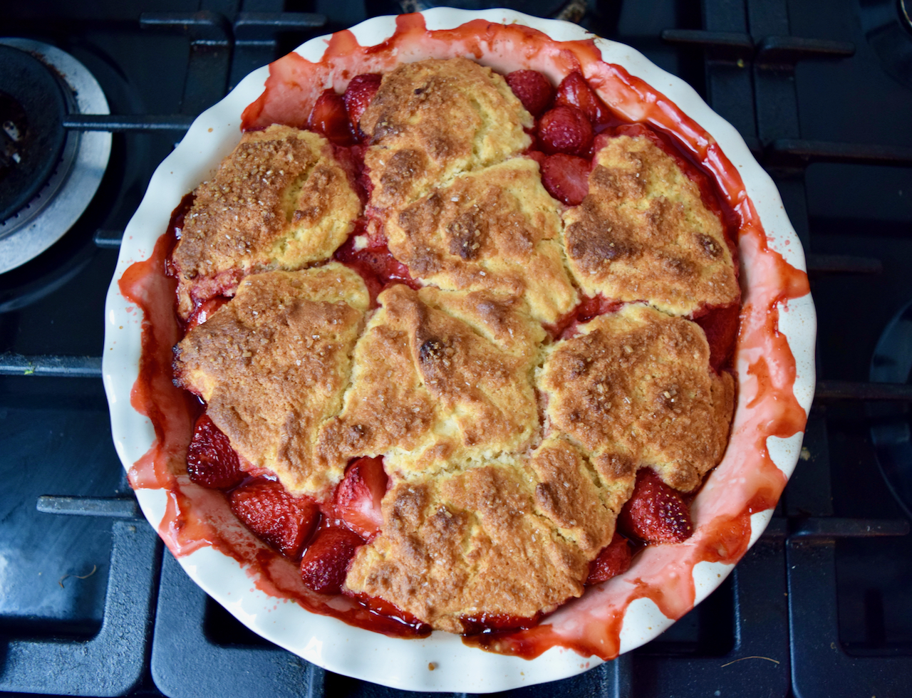 Strawberry and Elderflower Cobbler recipe from Lucy Loves Food Blog