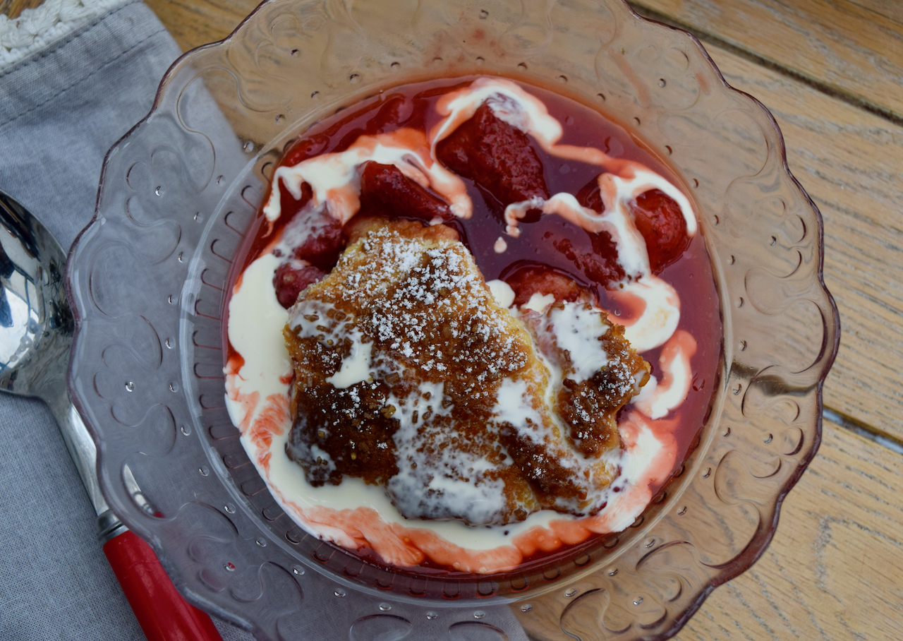 Strawberry and Elderflower Cobbler recipe from Lucy Loves Food Blog