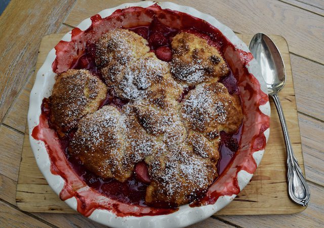 Strawberry and Elderflower Cobbler recipe from Lucy Loves Food Blog