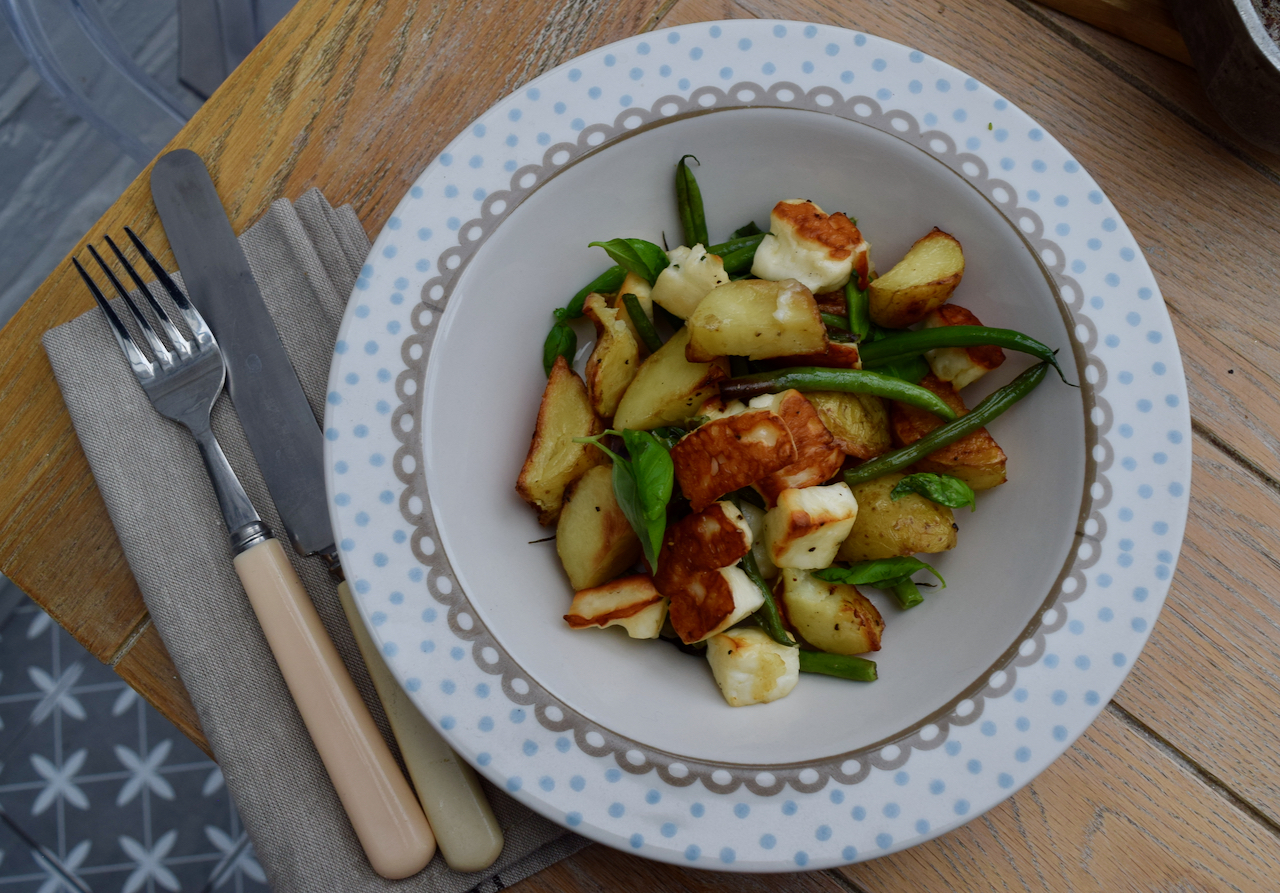 Halloumi, Potato and Green Bean Bake recipe from Lucy Loves Food Blog
