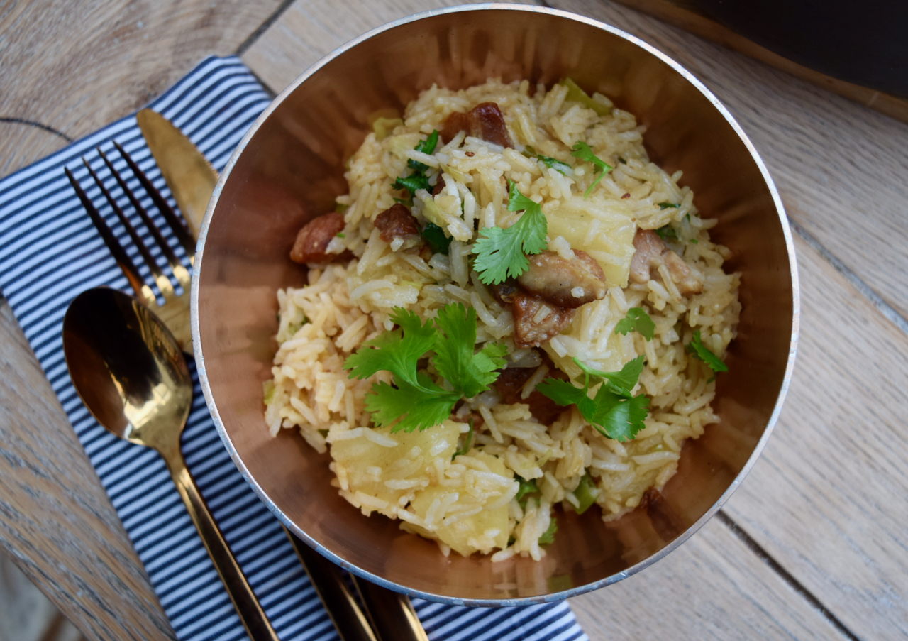 Crispy Crispy Pork and Pineapple Bowls recipe from Lucy Loves Food Blog