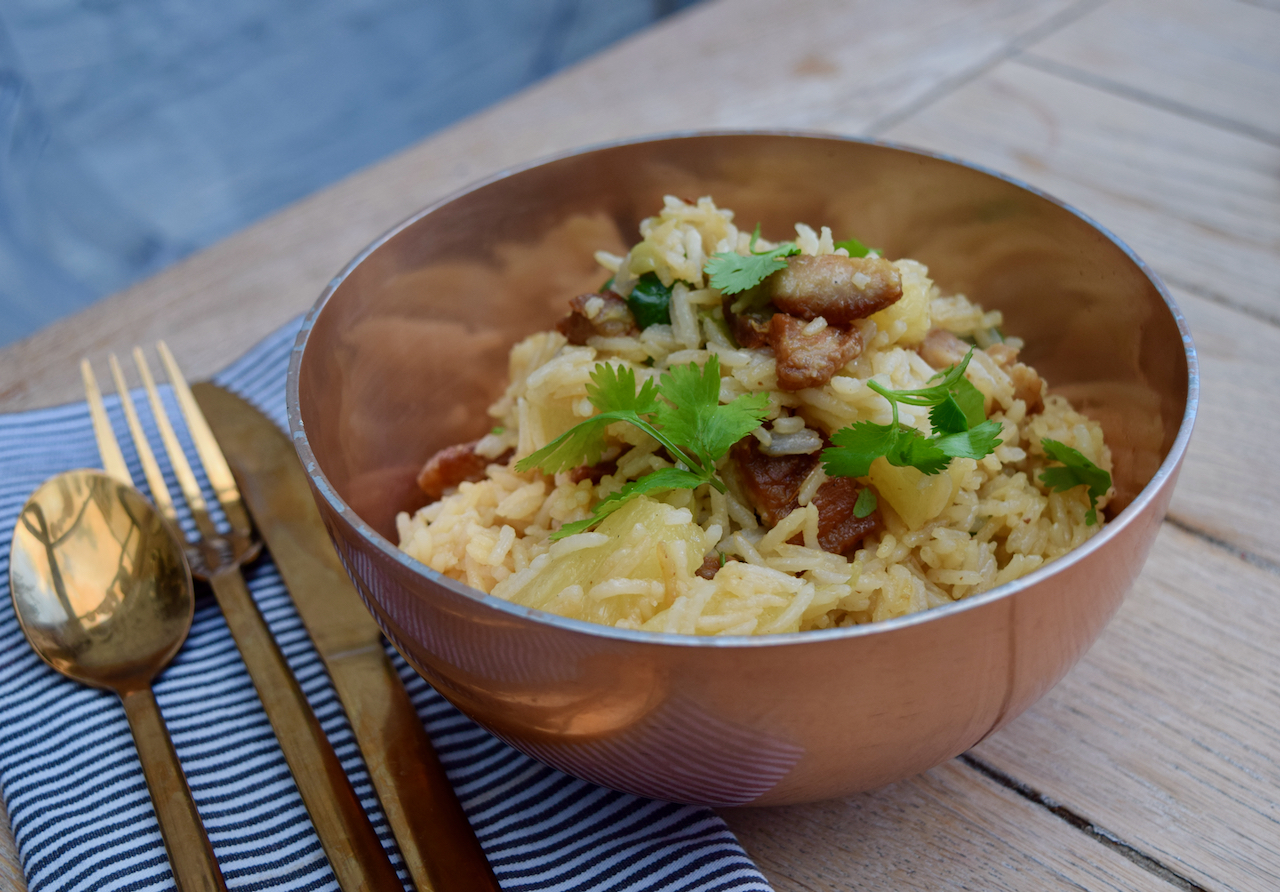 Crispy Crispy Pork and Pineapple Bowls recipe from Lucy Loves Food Blog