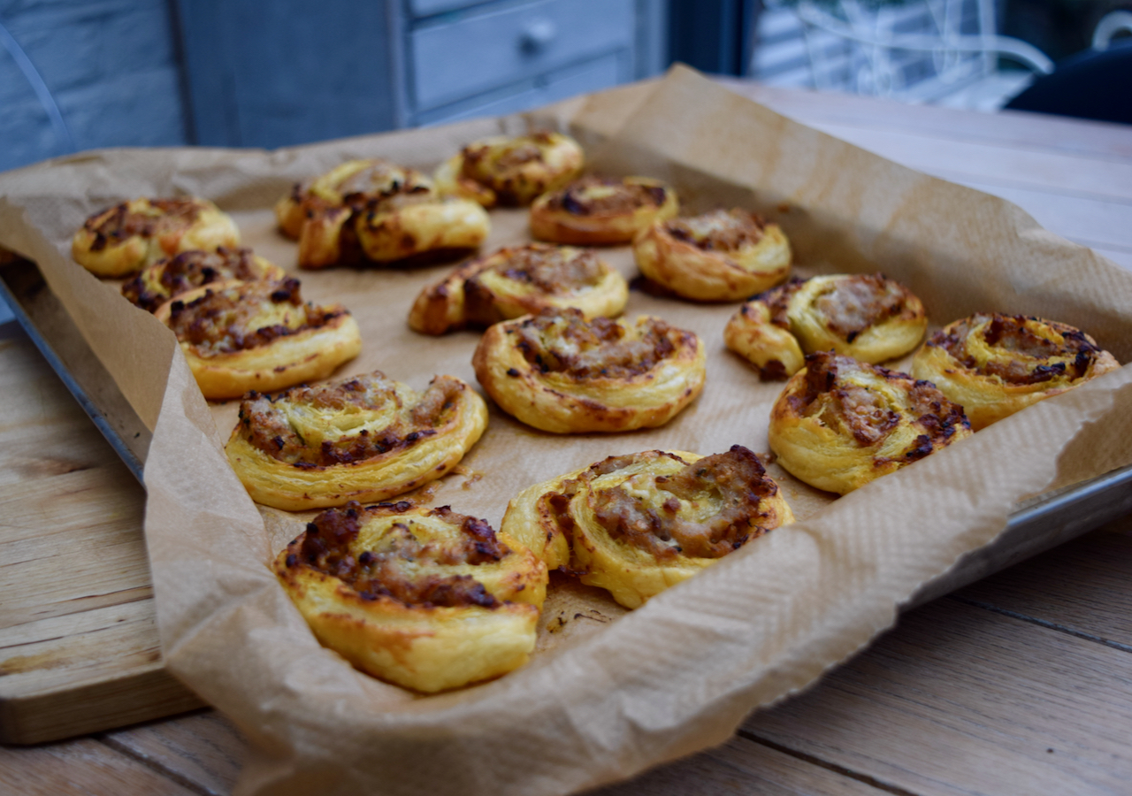 Sausage and Blue Cheese Scrolls recipe from Lucy Loves Food Blog