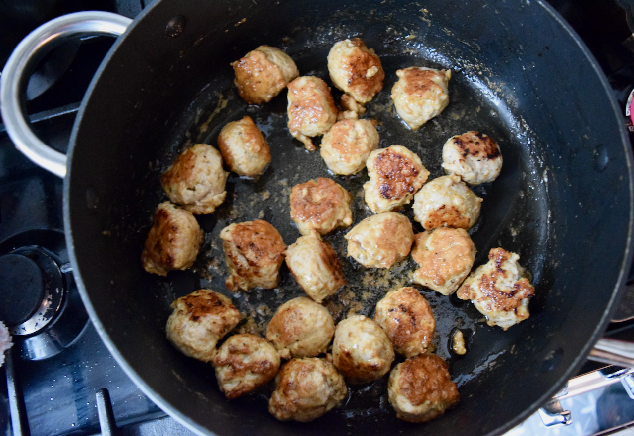 Lemon Dijon Meatballs with Parmesan Cauliflower recipe from Lucy Loves