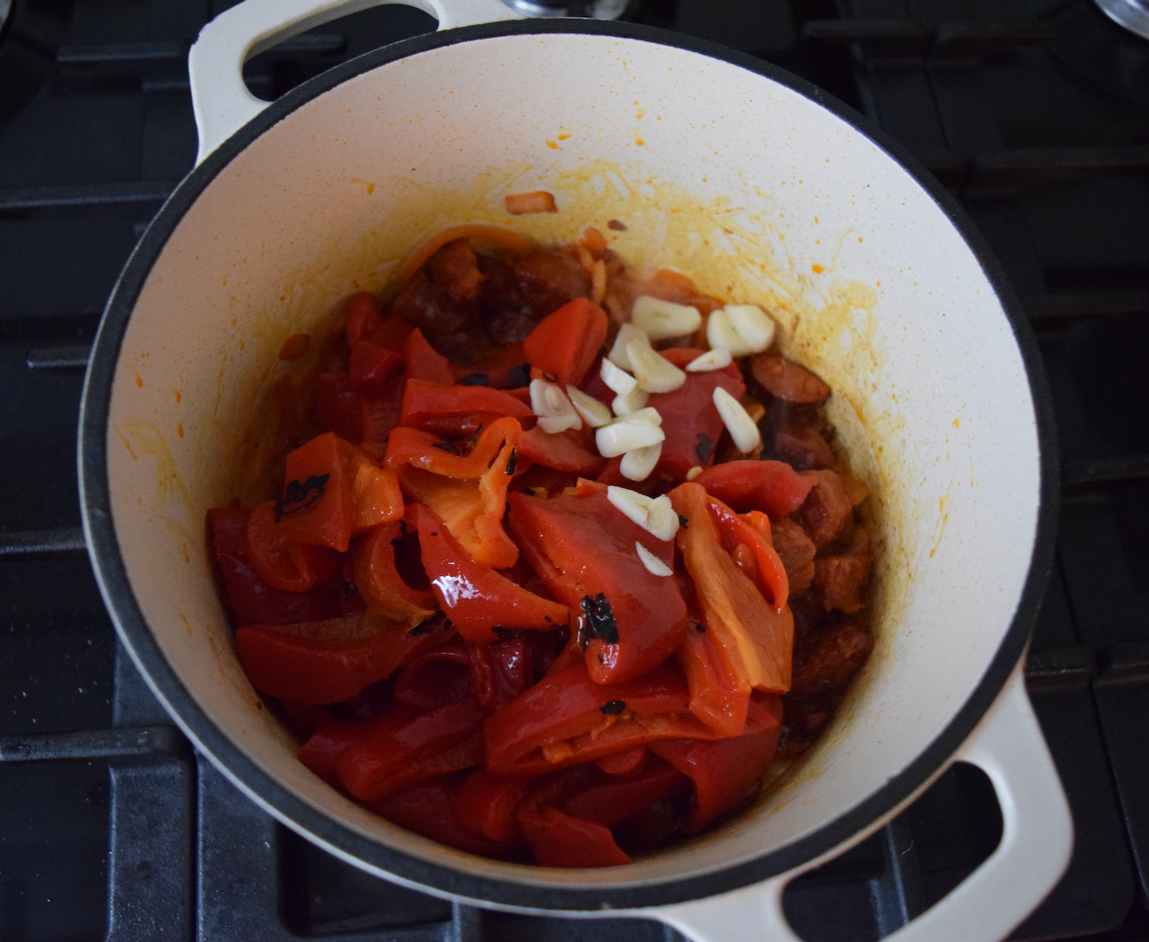 One Pot Lentils with Chorizo recipe from Lucy Loves Food Blog