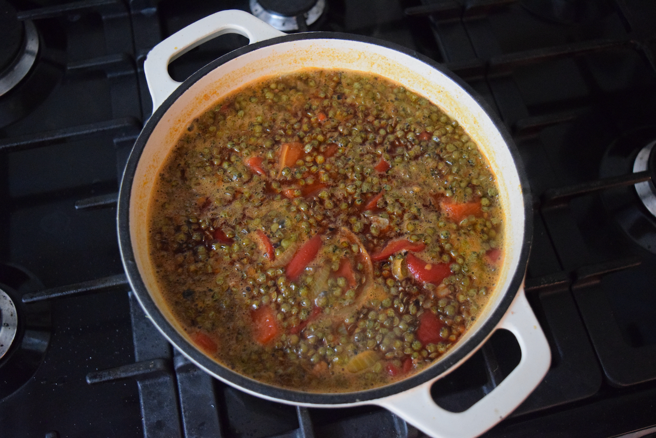 One Pot Lentils with Chorizo recipe from Lucy Loves Food Blog