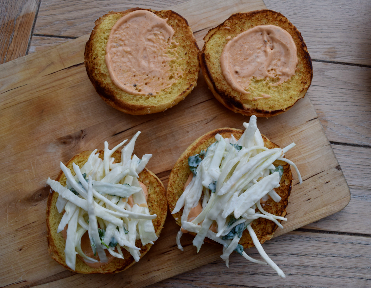 Prawn Burgers with Cabbage Slaw recipe from Lucy Loves Food Blog