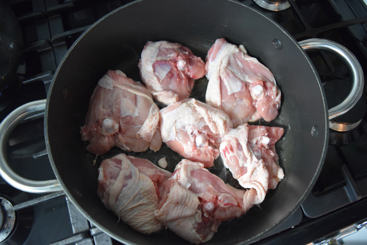 Chicken Thighs with Mustard Cream recipe from Lucy Loves Food Blog