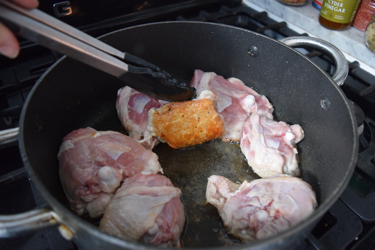 Chicken Thighs with Mustard Cream recipe from Lucy Loves Food Blog