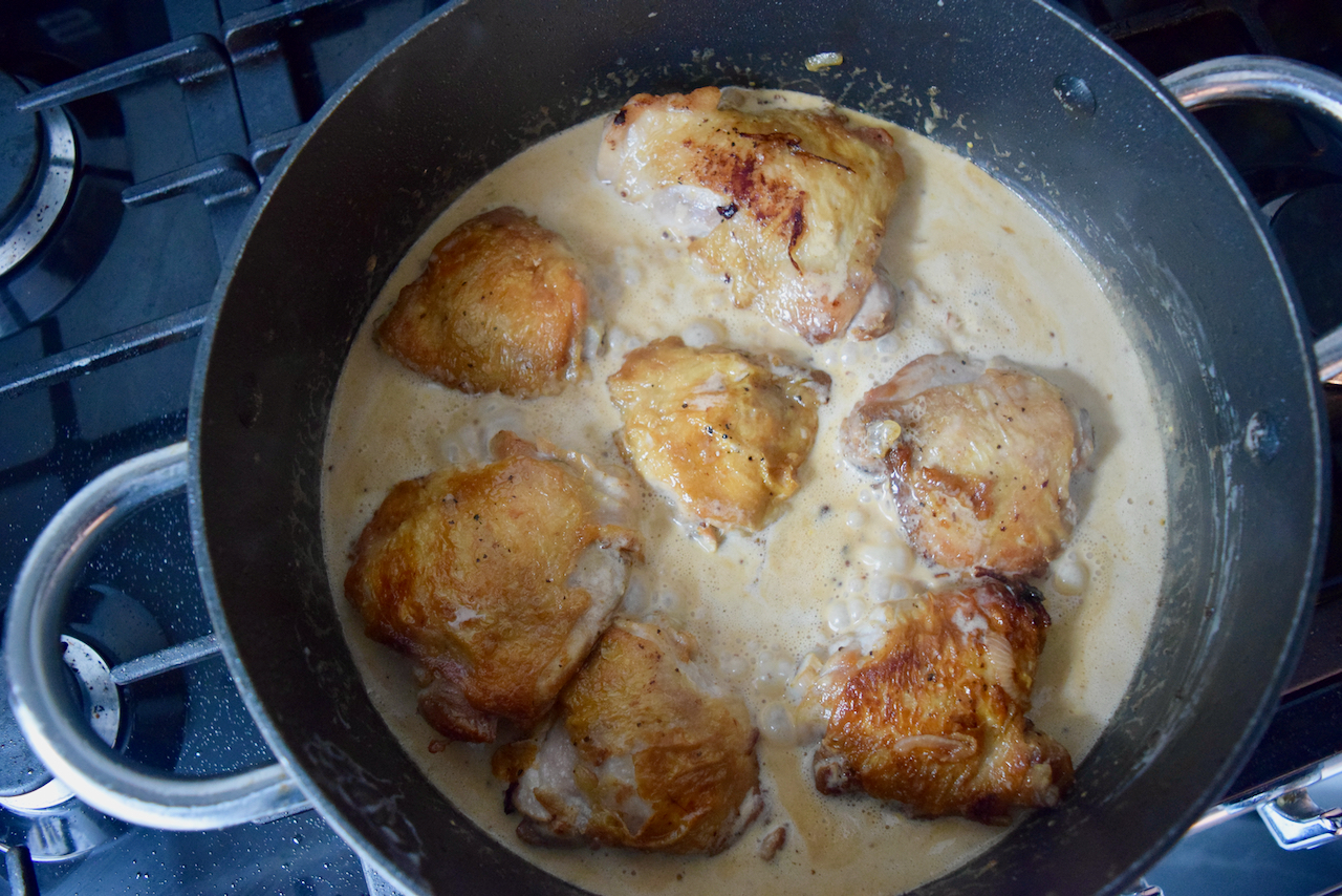 Chicken Thighs with Mustard Cream recipe from Lucy Loves Food Blog