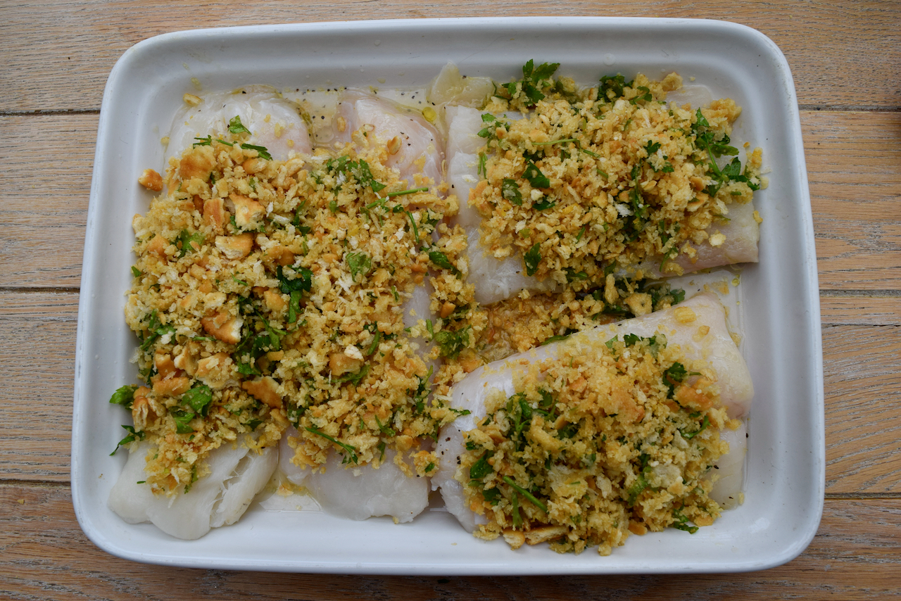 Cod with Lemon and Garlic Crumbs recipe from Lucy Loves Food Blog