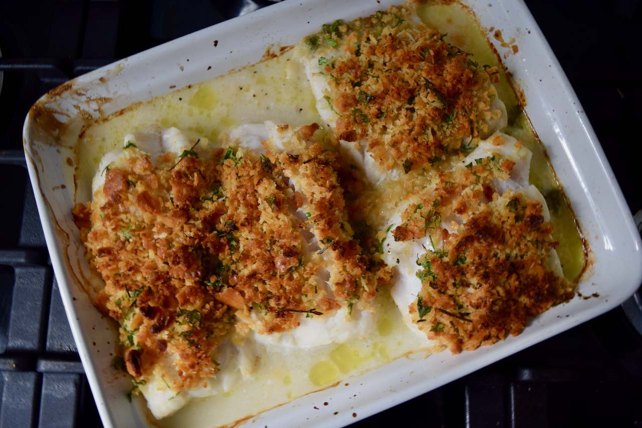 Cod with Lemon and Garlic Crumbs recipe from Lucy Loves Food Blog