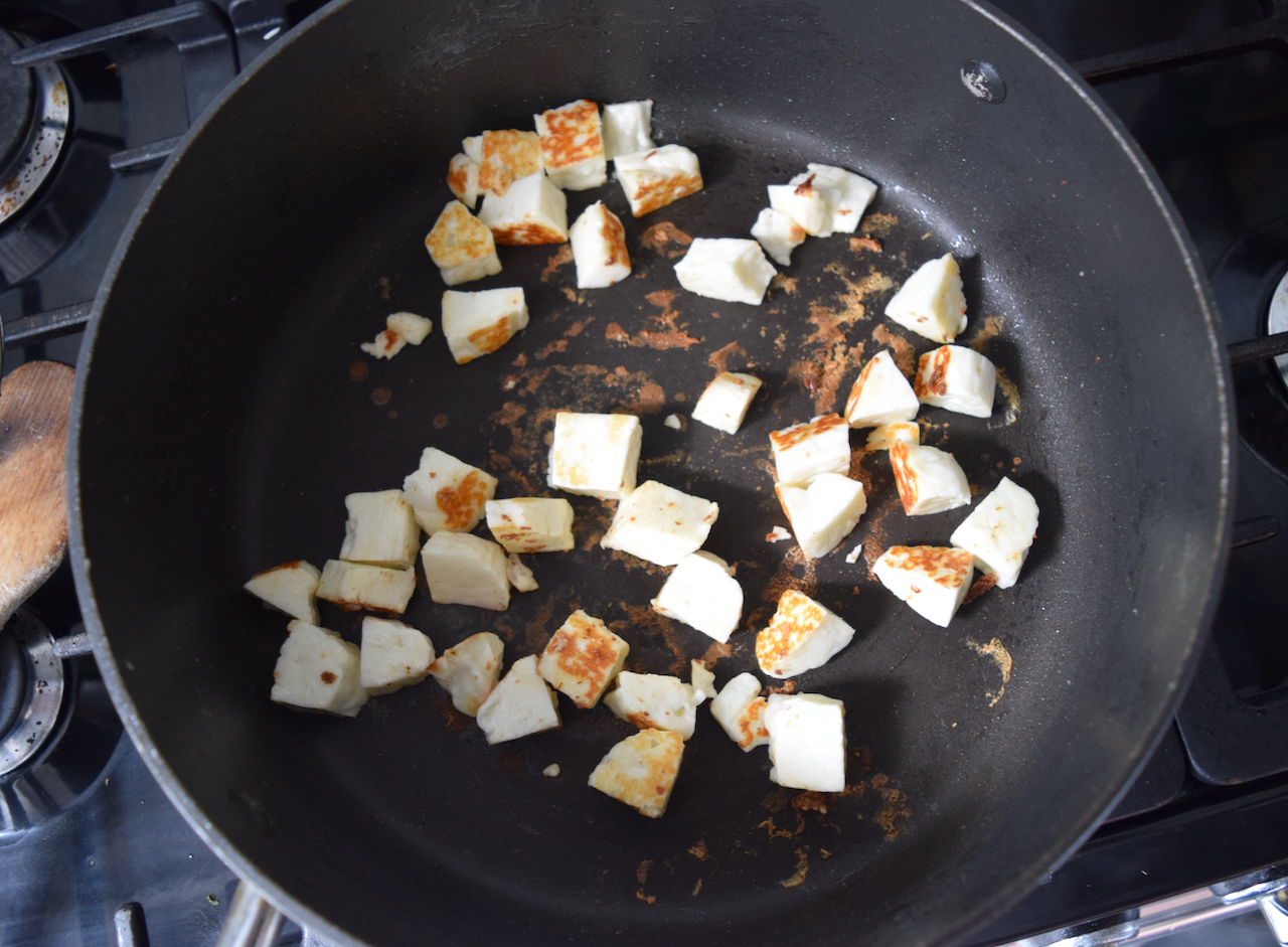 Spinach, Potato and Halloumi Curry recipe from Lucy Loves Food Blog