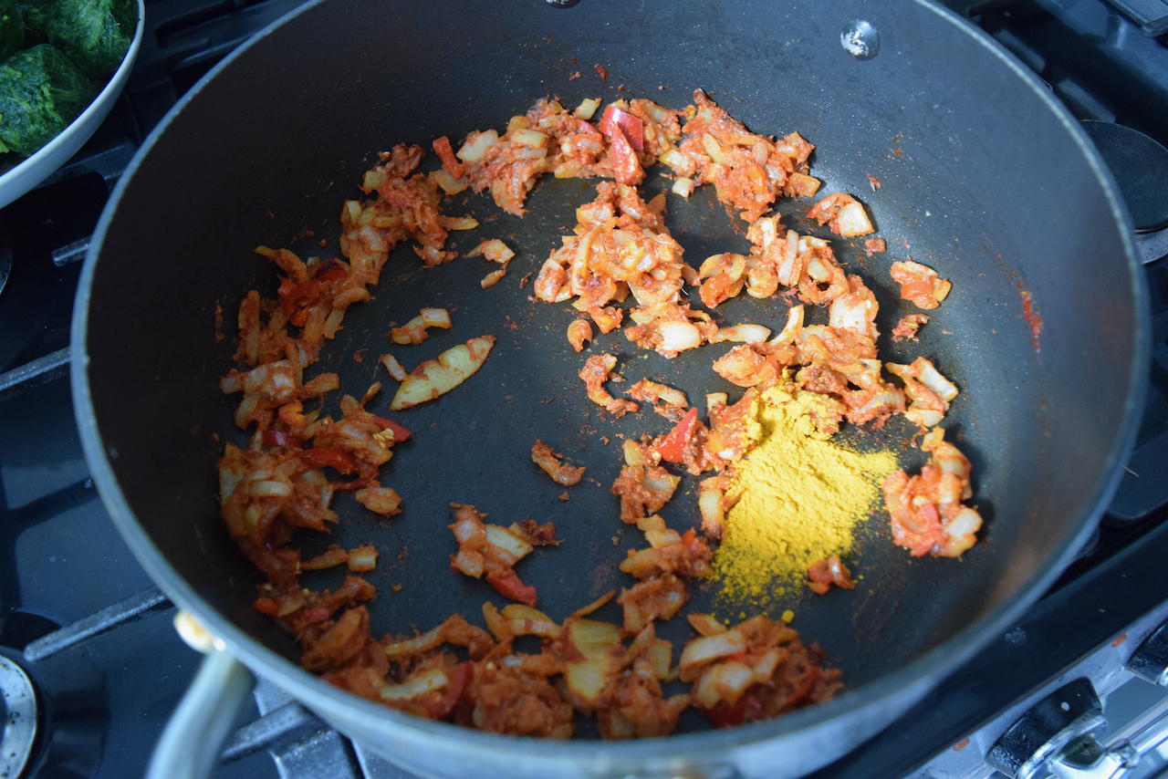 Spinach, Potato and Halloumi Curry recipe from Lucy Loves Food Blog