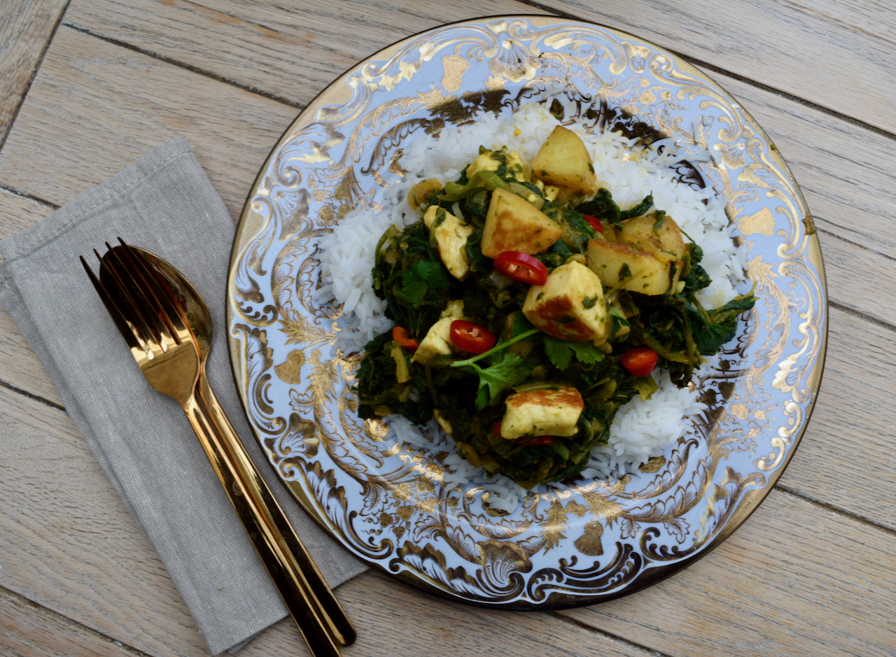 Spinach, Potato and Halloumi Curry recipe from Lucy Loves Food Blog