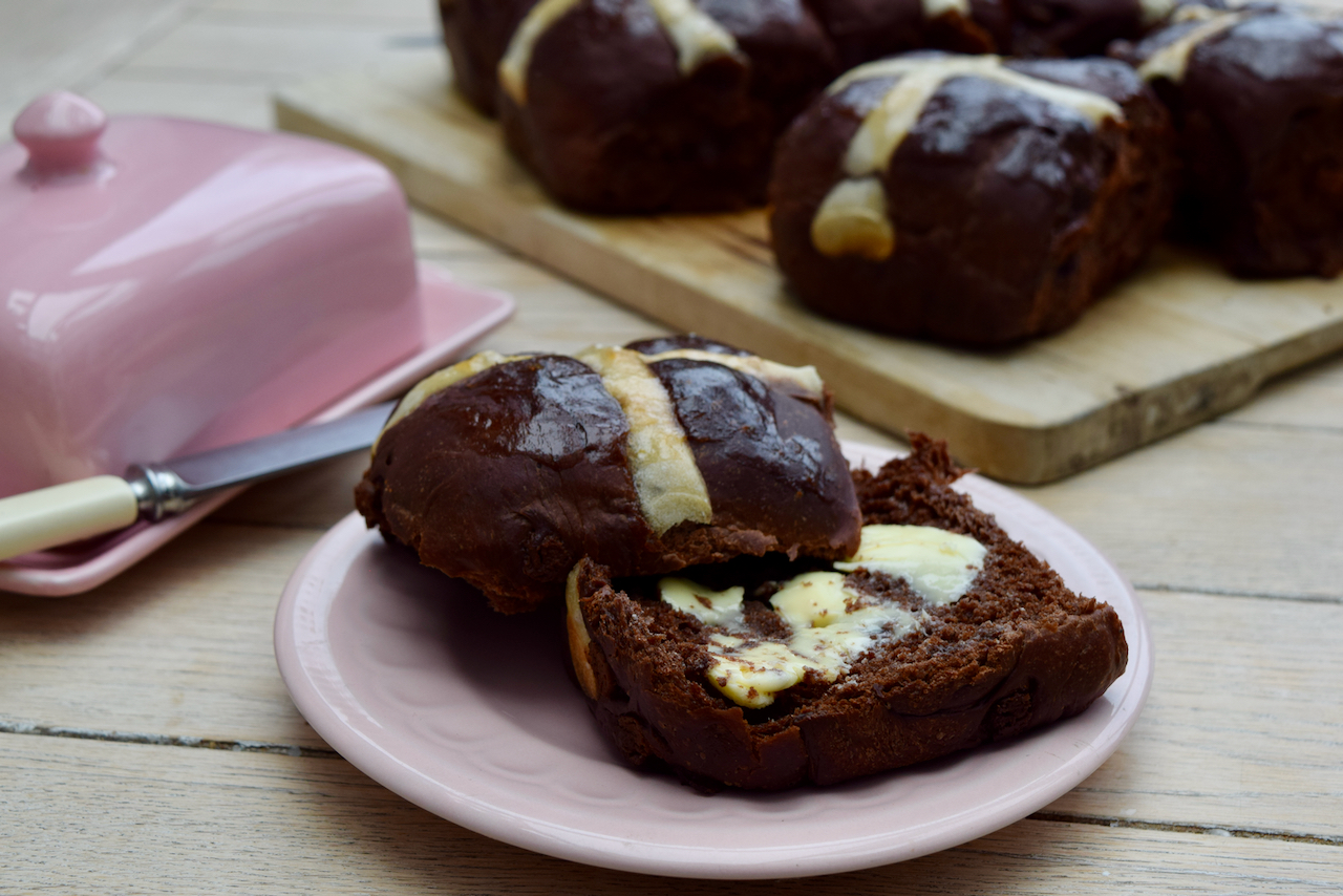 Double Chocolate Hot Cross Buns recipe From Lucy Loves Food Blog