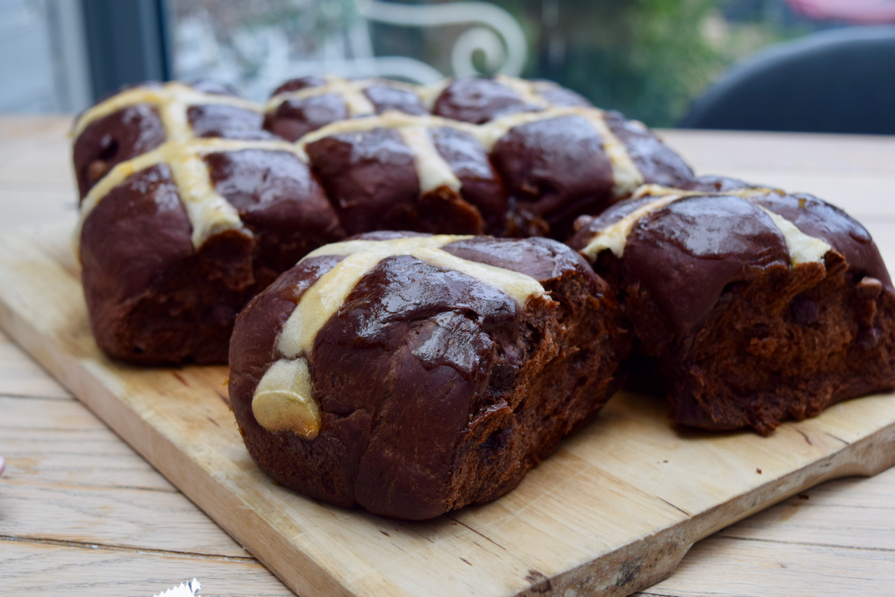 Double Chocolate Hot Cross Buns recipe From Lucy Loves Food Blog