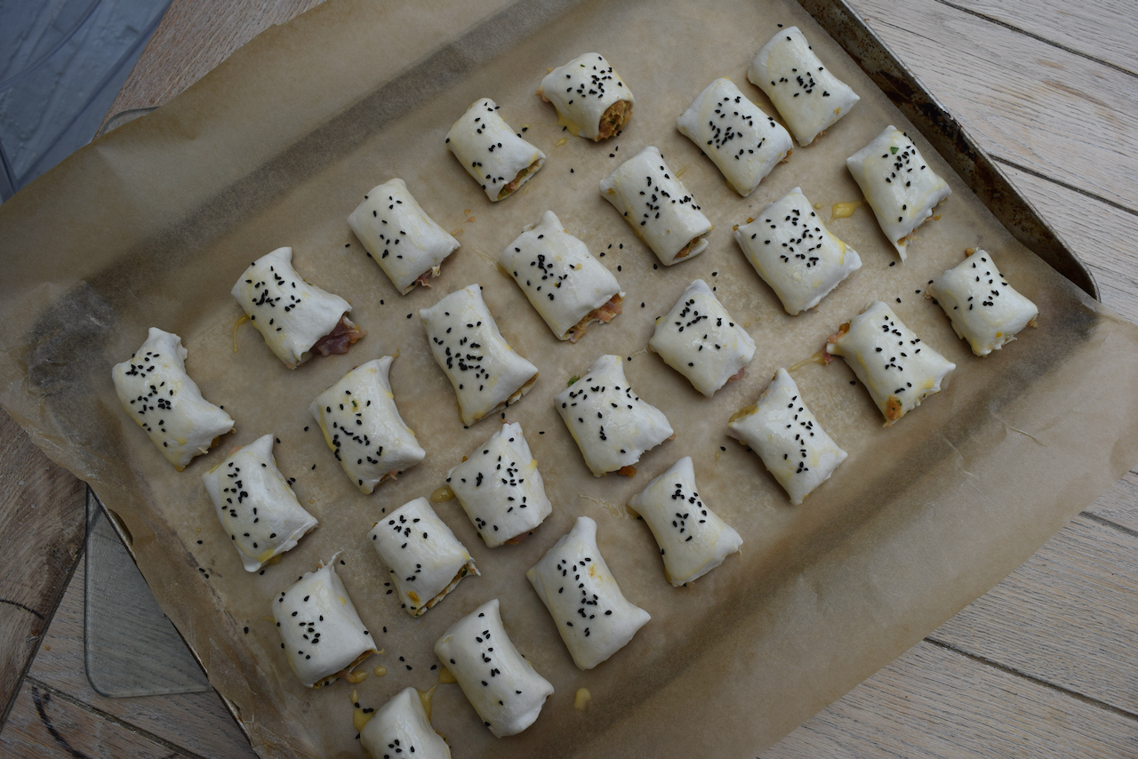 Coronation Chicken Sausage Rolls recipe from Lucy Loves