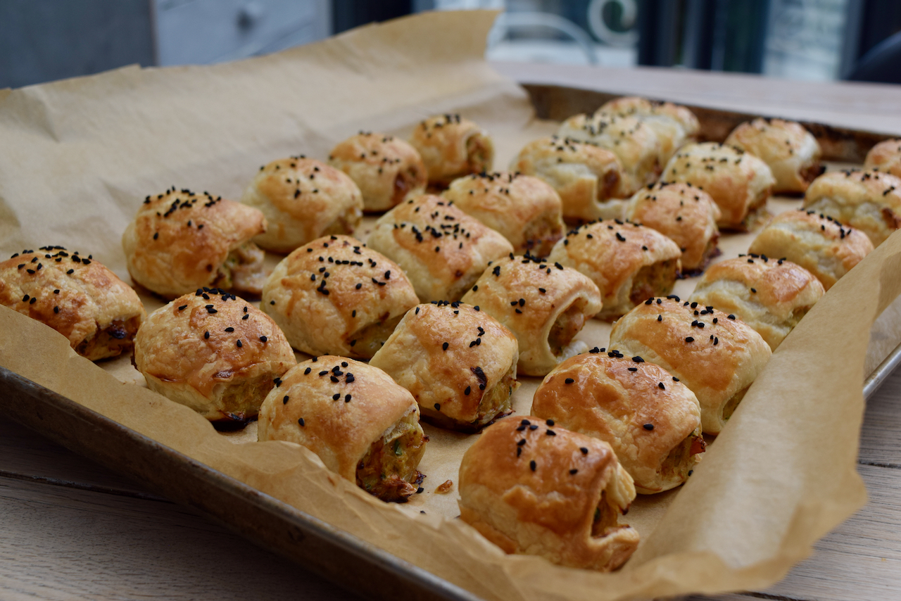 Coronation Chicken Sausage Rolls recipe from Lucy Loves