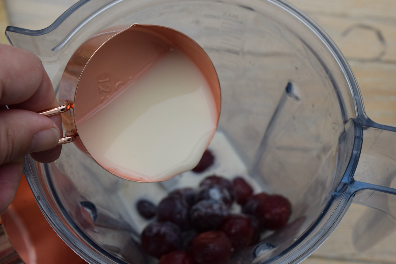 Cherry Bakewell Smoothie recipe from Lucy Loves Food Blog