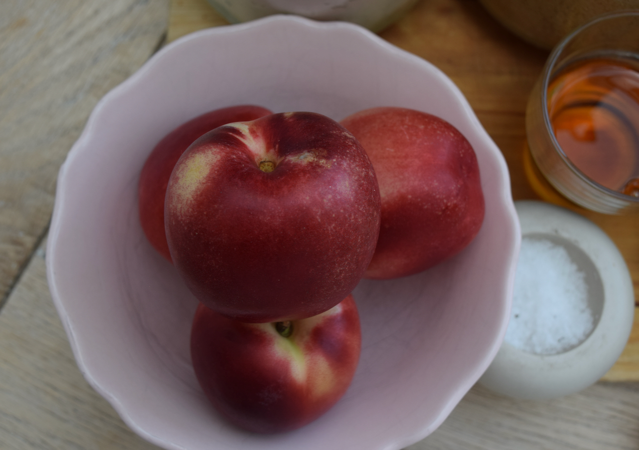 Bourbon Nectarine Upside Down Cake from Lucy Loves Food Blog