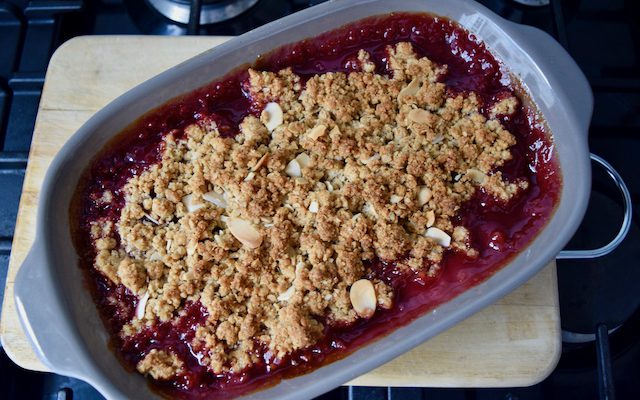 Plum, Cherry and Almond Crumble