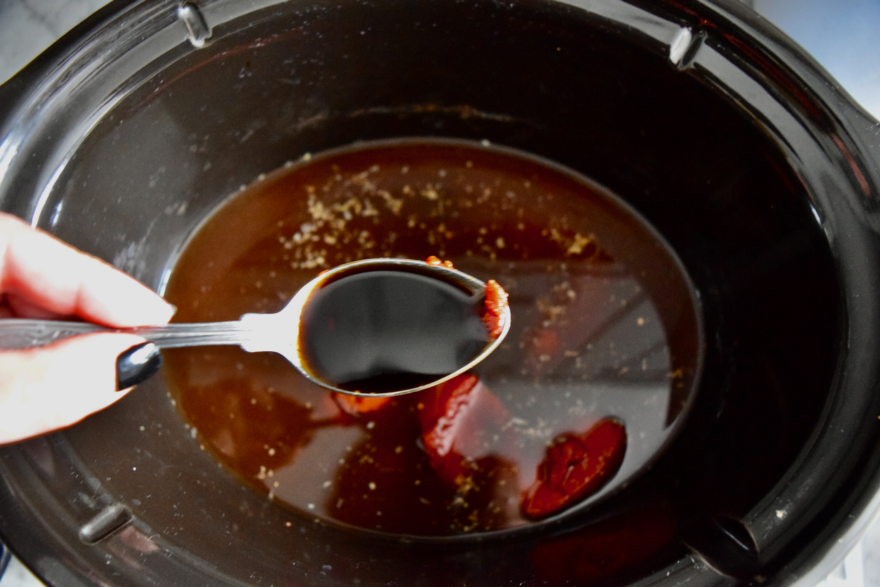 Slow Cooker Beef Casserole with Cheese Dumplings recipe from Lucy Loves Food Blog