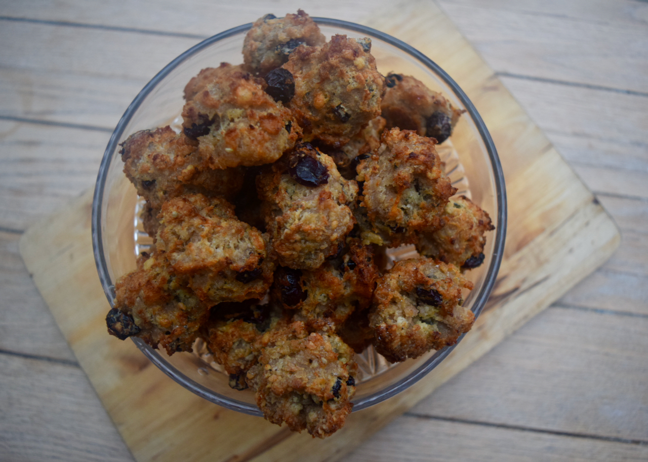 Cranberry and Blue Cheese Sausage Balls from Lucy Loves Food Blog